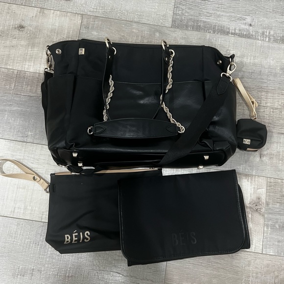 BEIS, The Diaper Bag in Black, like NEW, missing stroller straps. - Picture 3 of 6